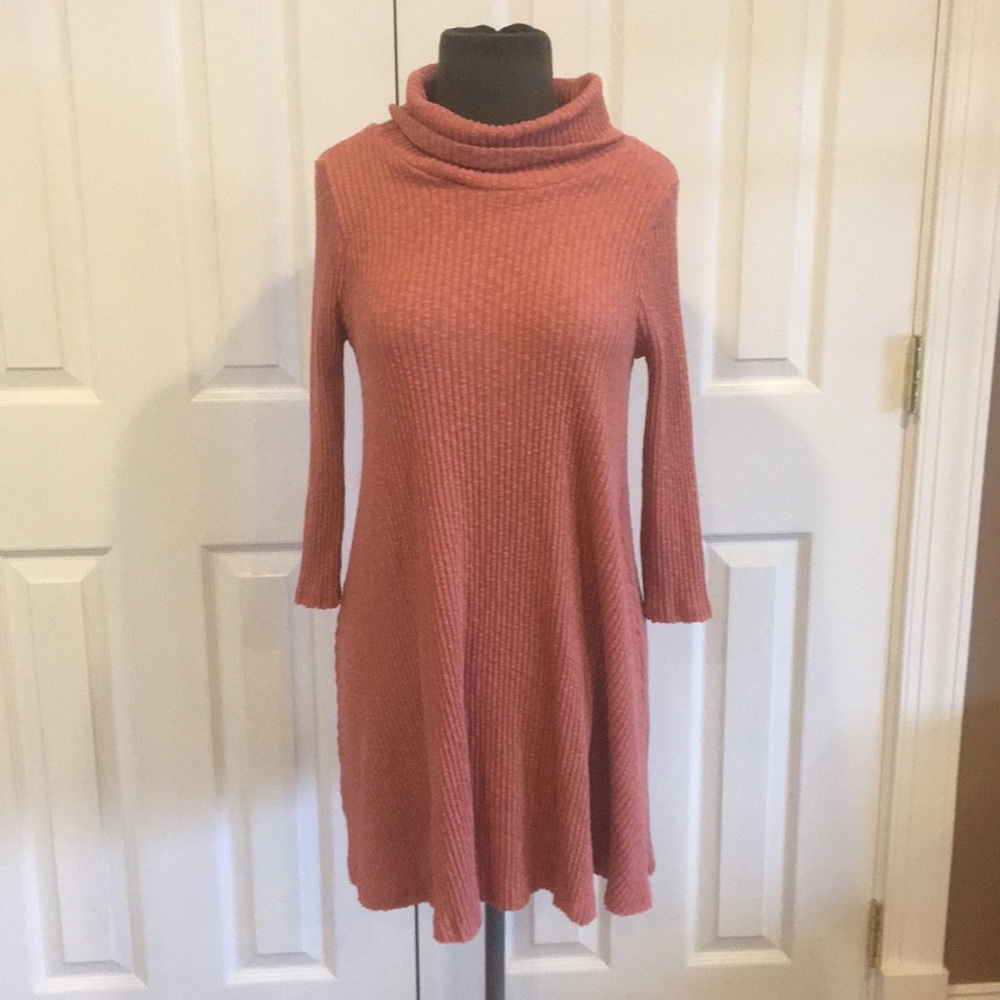 3/4 sleeve pink dress